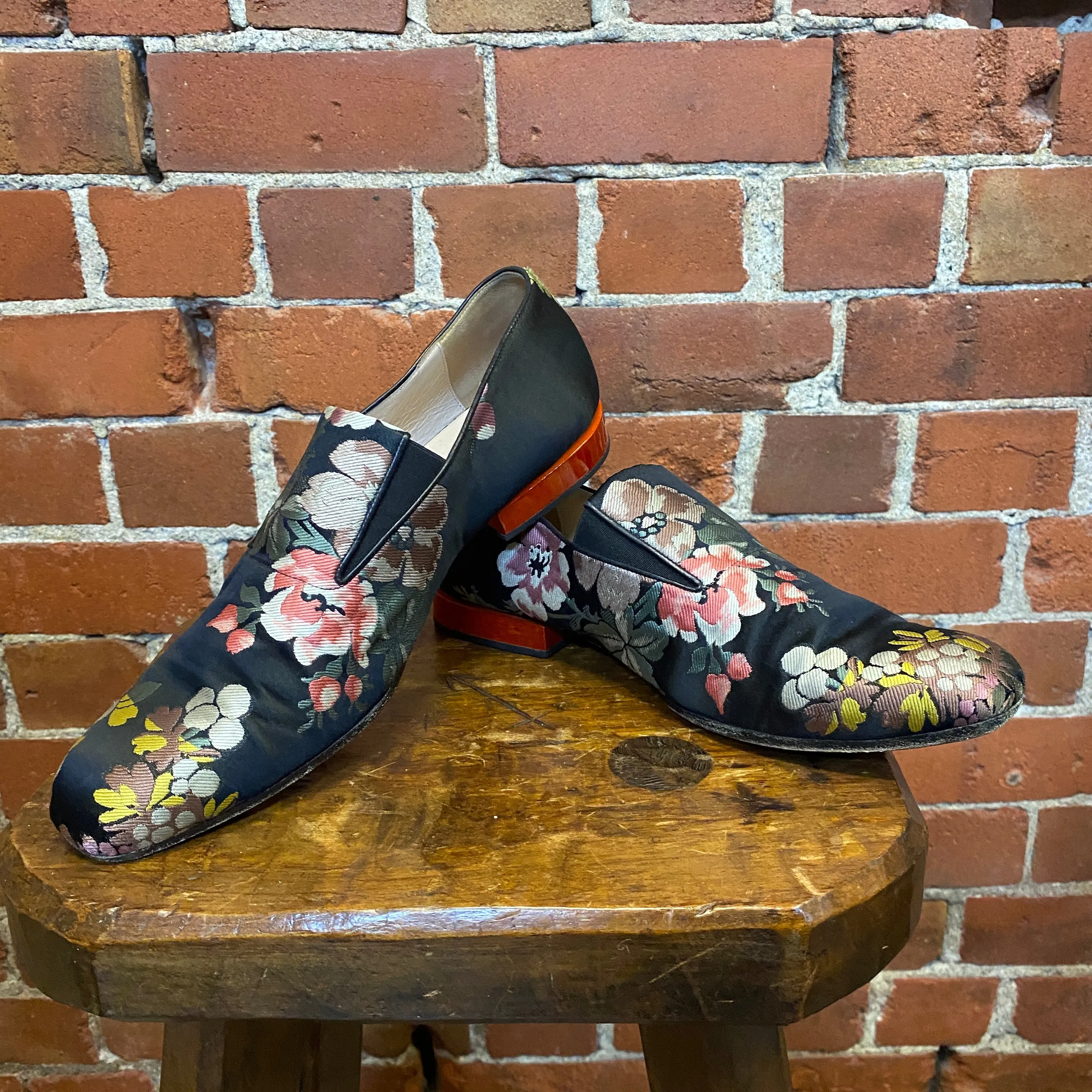 DRIES VAN NOTEN tapestry silk loafers 41.5