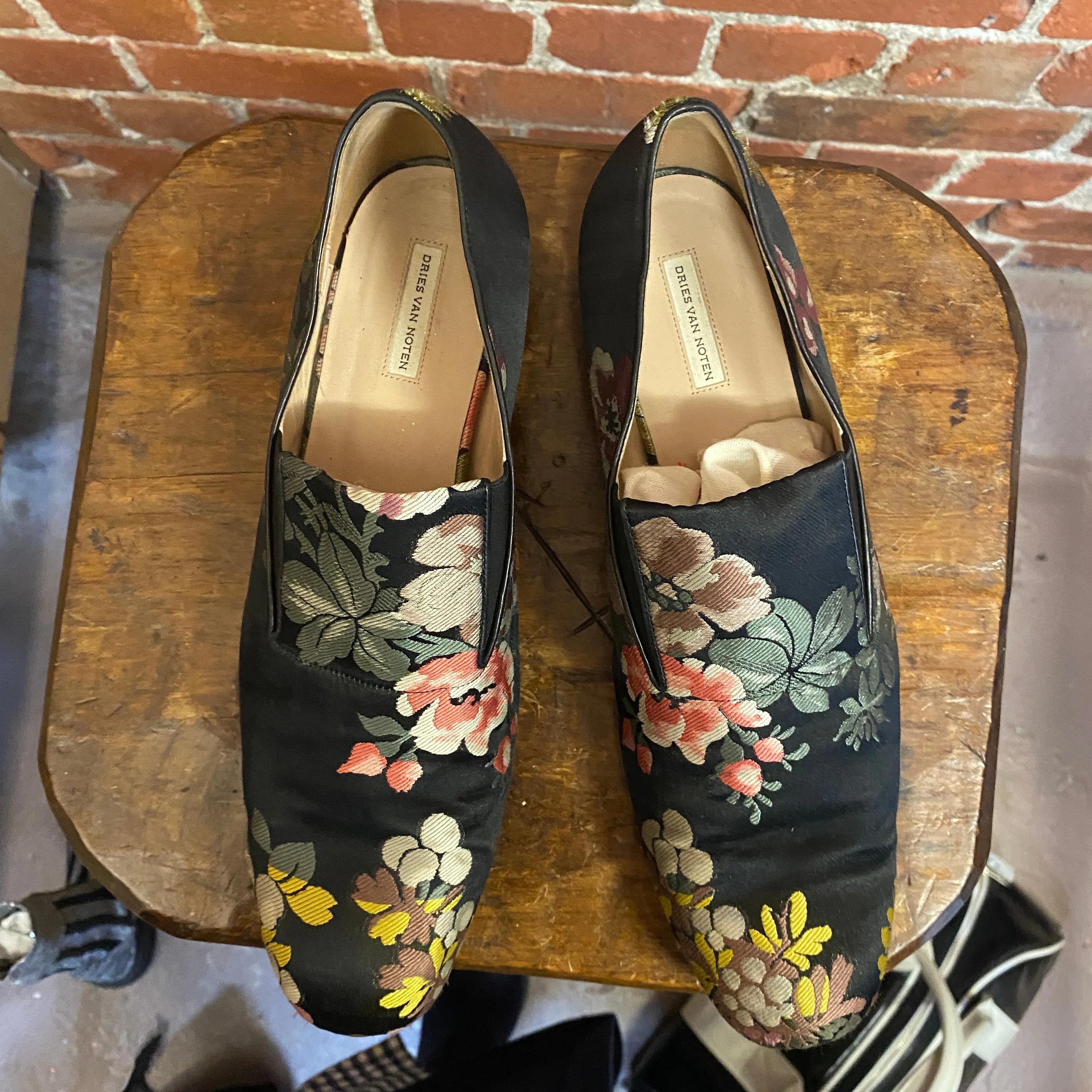 DRIES VAN NOTEN tapestry silk loafers 41.5