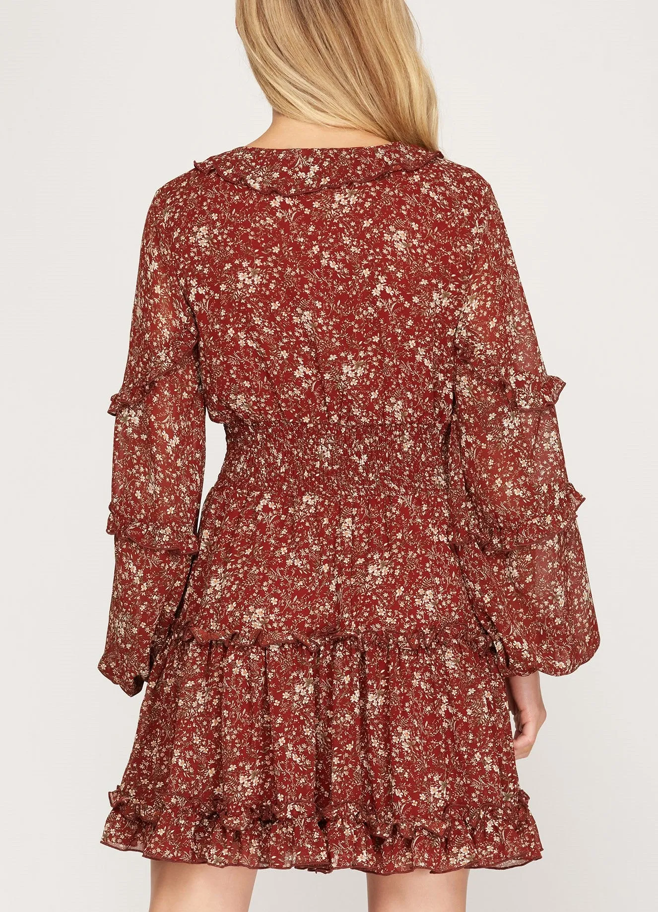 ELENA DRESS -BURGUNDY