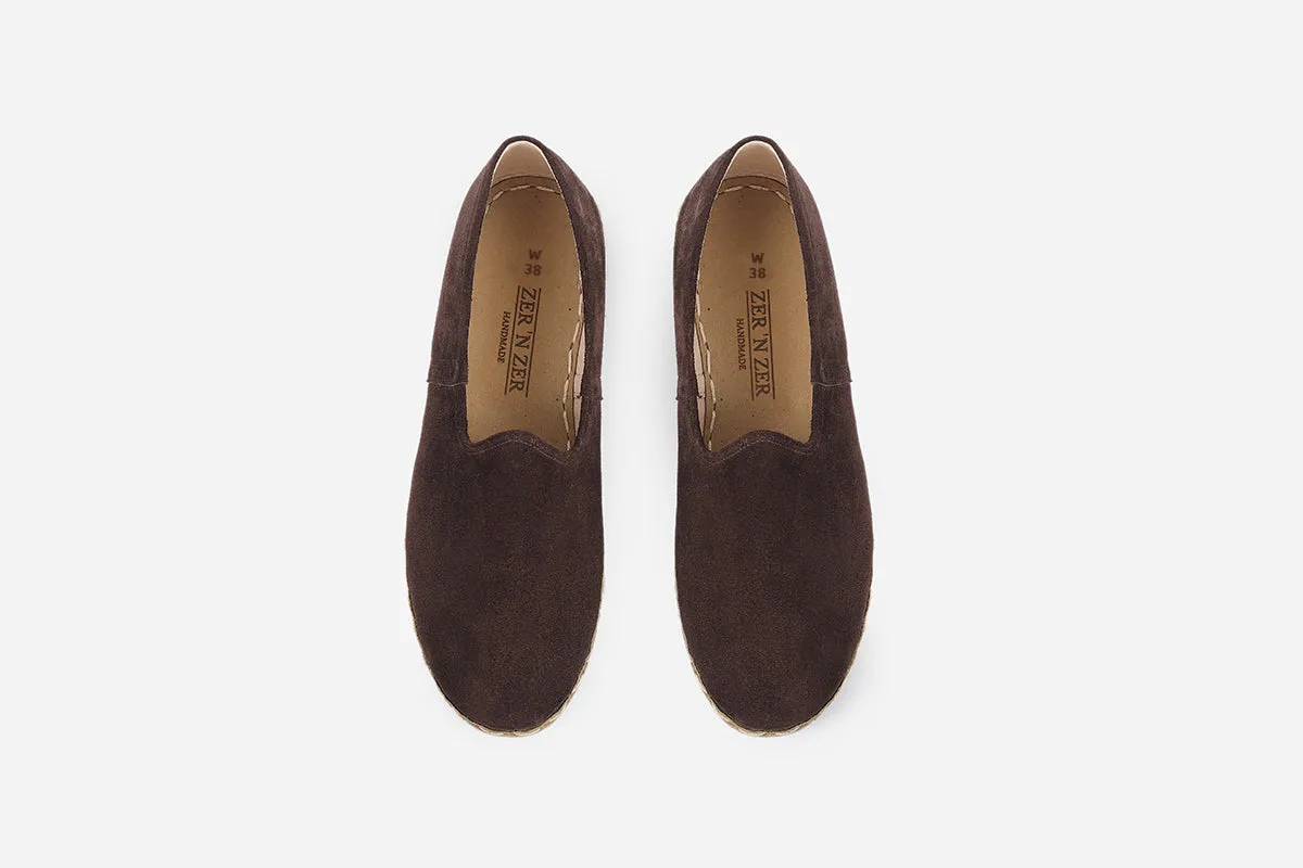 Espresso Brown Handmade Suede Loafers (Women's)