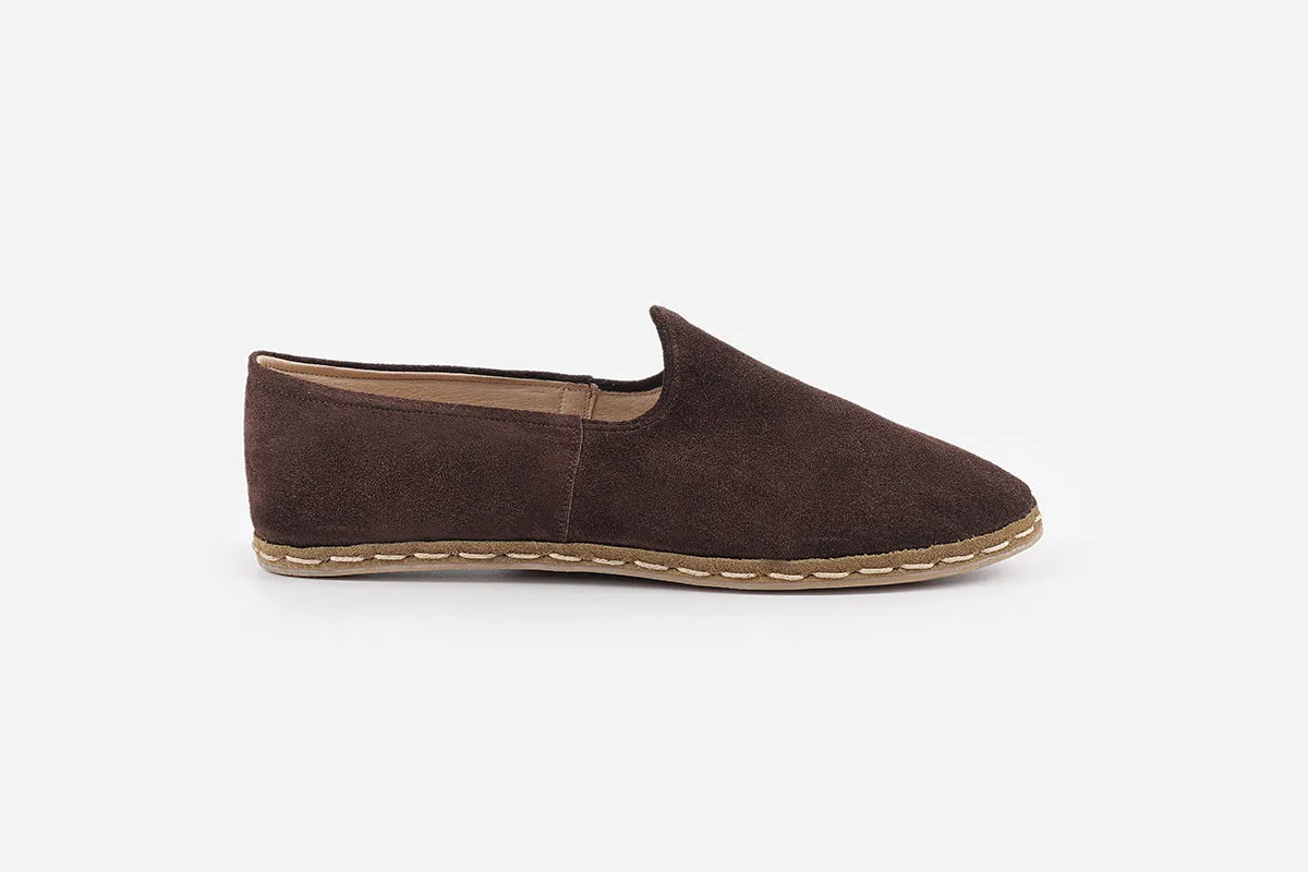 Espresso Brown Handmade Suede Loafers (Women's)