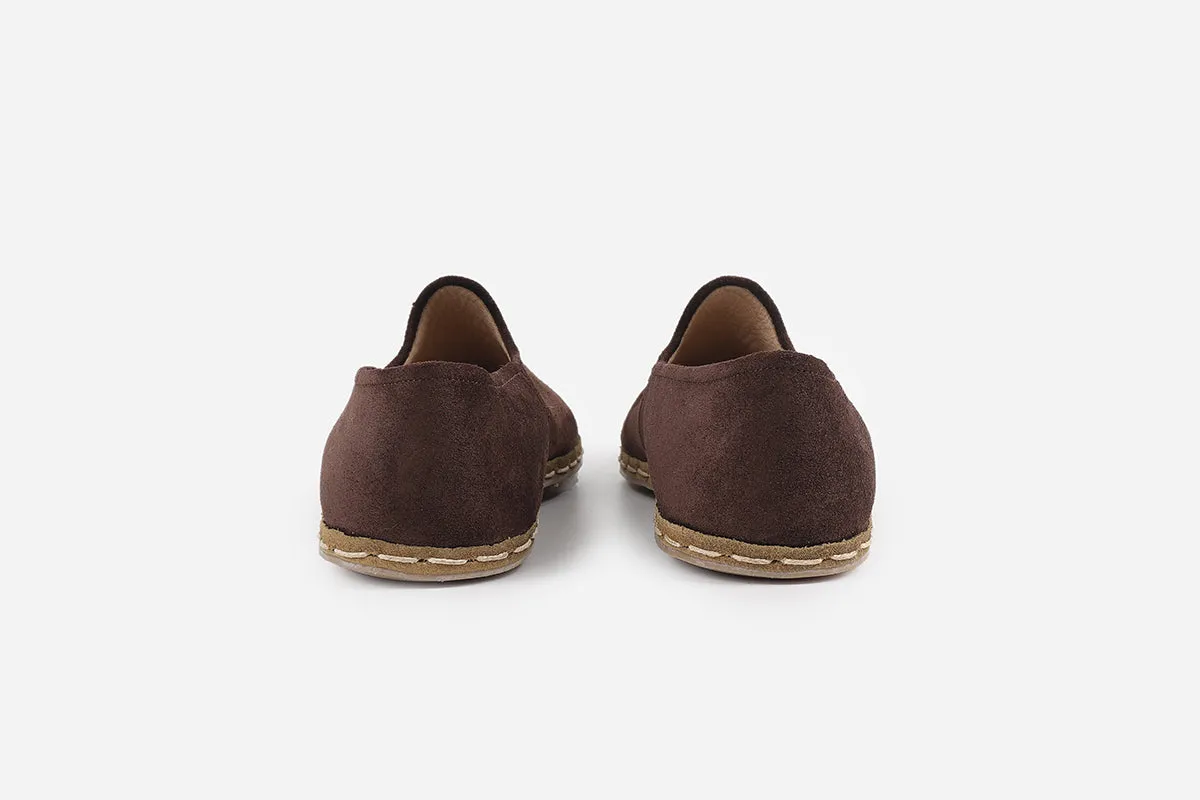 Espresso Brown Handmade Suede Loafers (Women's)
