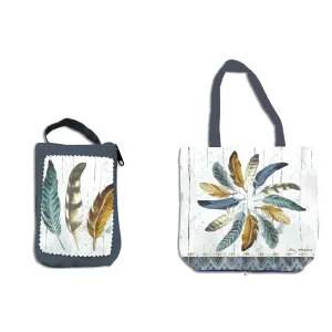 Evergreen Gifts,Feather Circle Compact Tote Bag,15x0.1x14 Inches
