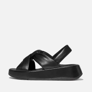 F-MODE Knot Soft-Leather Flatform Back-Strap Sandals in Black