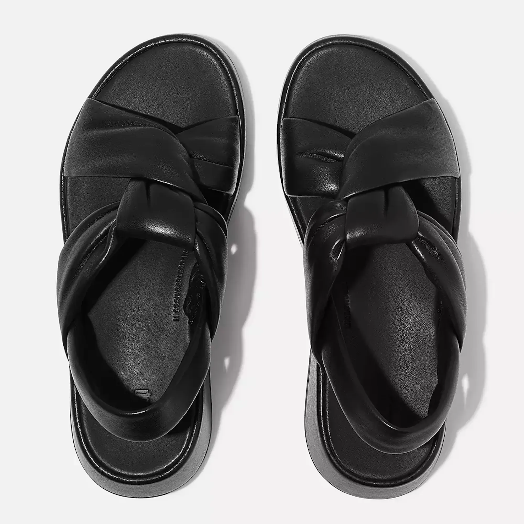 F-MODE Knot Soft-Leather Flatform Back-Strap Sandals in Black