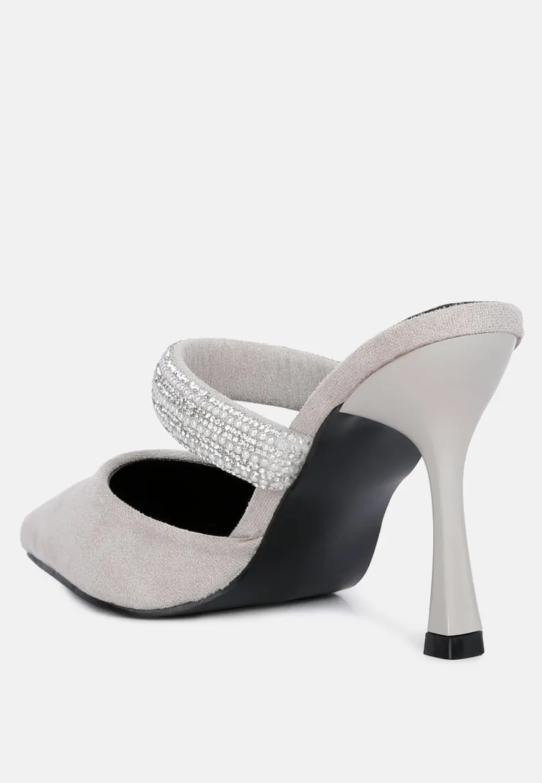 Fauci Diamante Strap Heeled Mules By Ruw
