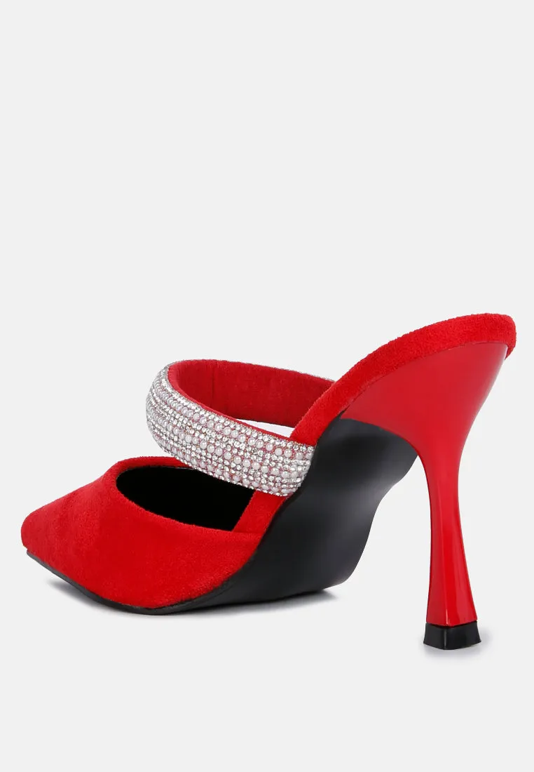 Fauci Diamante Strap Heeled Mules By Ruw