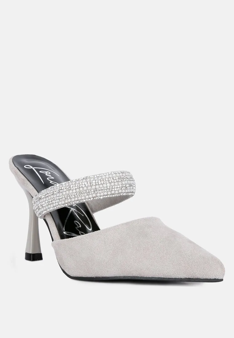 Fauci Diamante Strap Heeled Mules By Ruw