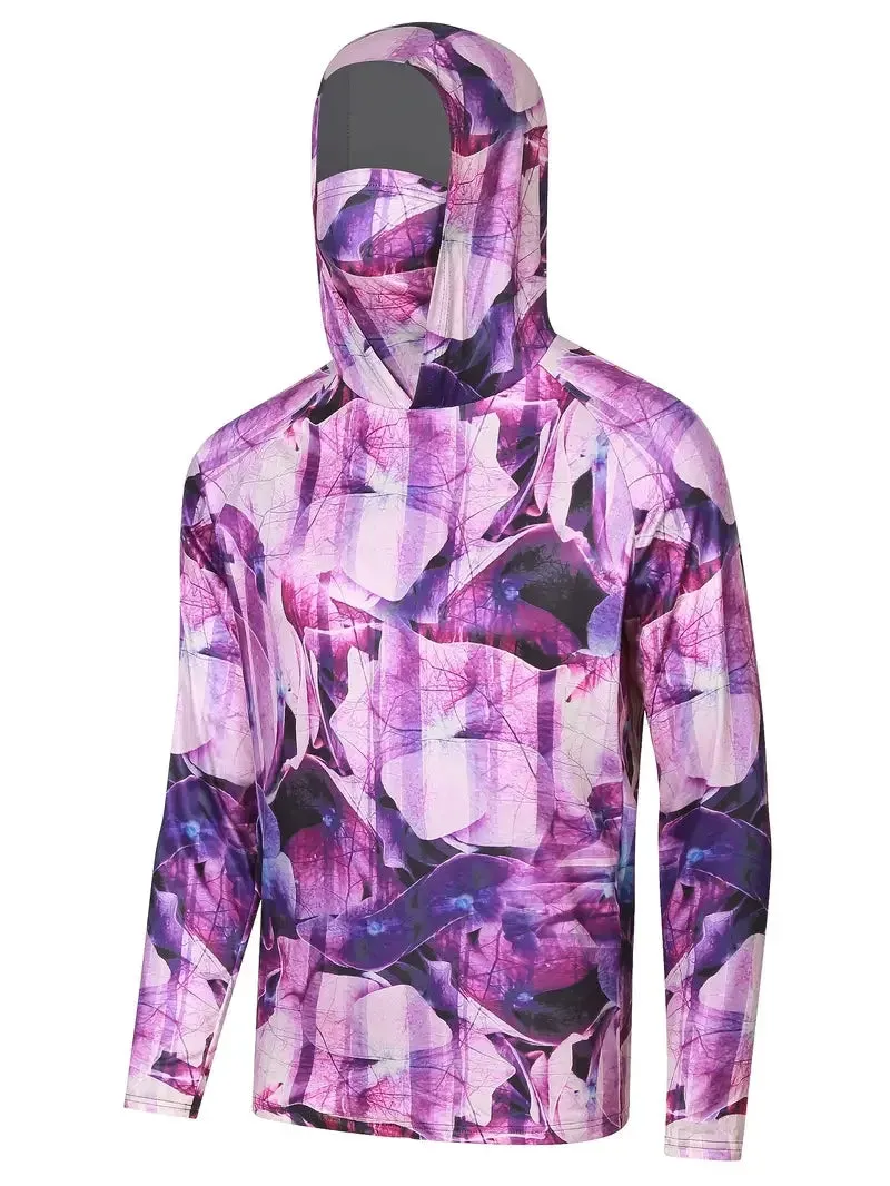Fishing Shirt Hooded Men Clothing Outdoor Summer Mask Hoodie Sun Uv Protection