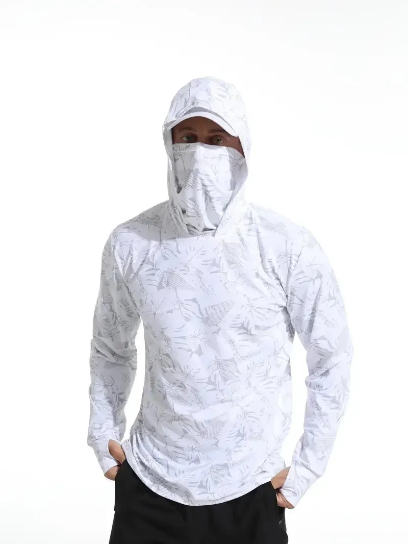 Fishing Shirt Hooded Men Clothing Outdoor Summer Mask Hoodie Sun Uv Protection