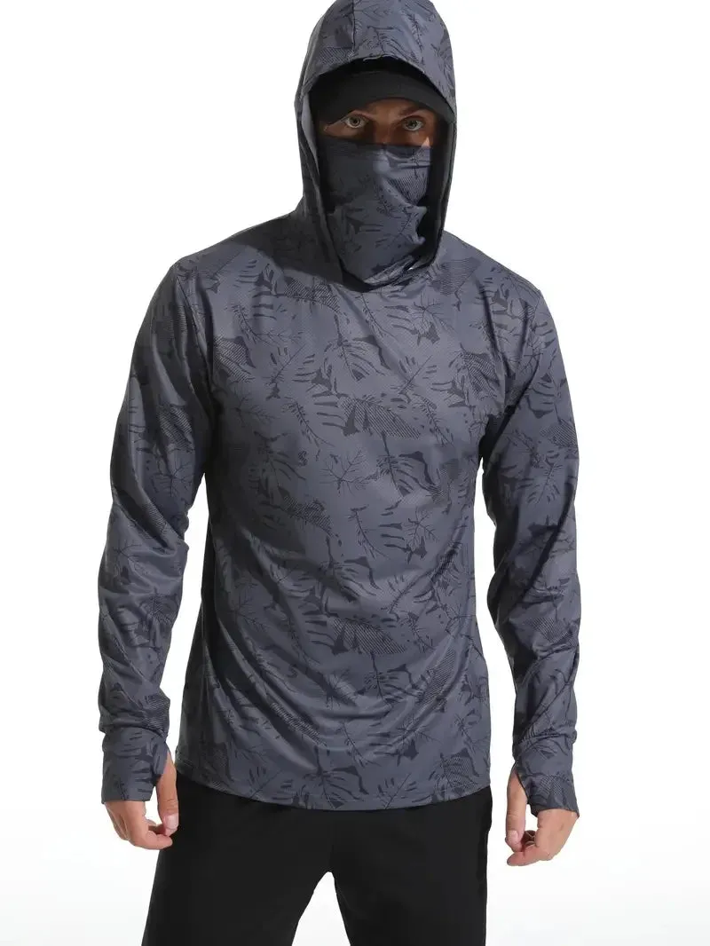 Fishing Shirt Hooded Men Clothing Outdoor Summer Mask Hoodie Sun Uv Protection