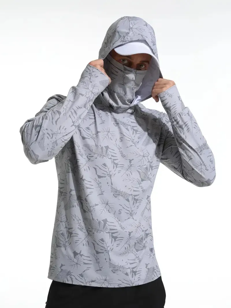 Fishing Shirt Hooded Men Clothing Outdoor Summer Mask Hoodie Sun Uv Protection