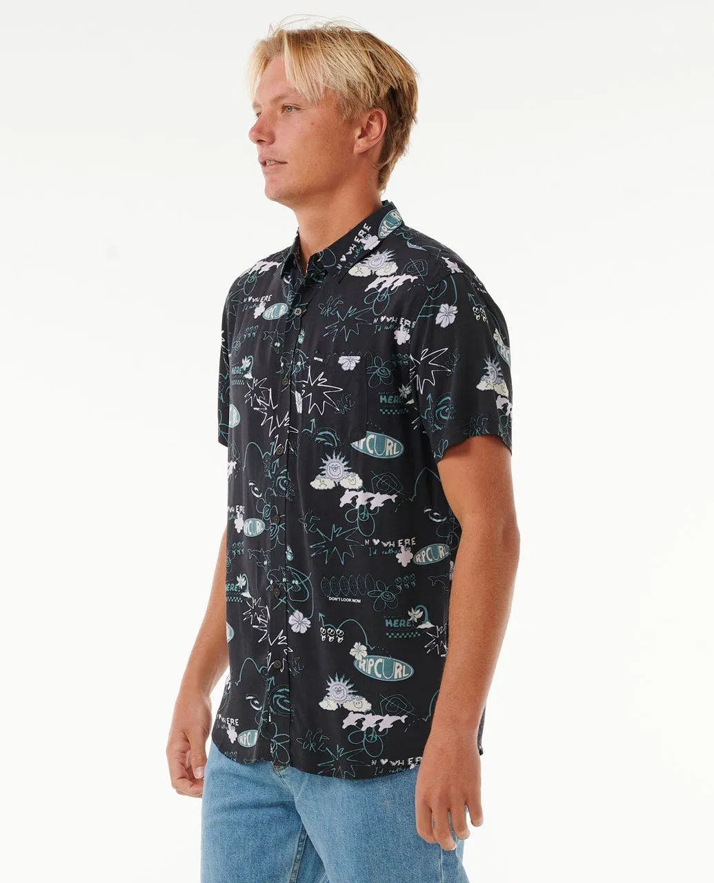 FUN TIMES S/S SHIRT - WASHED BLACK