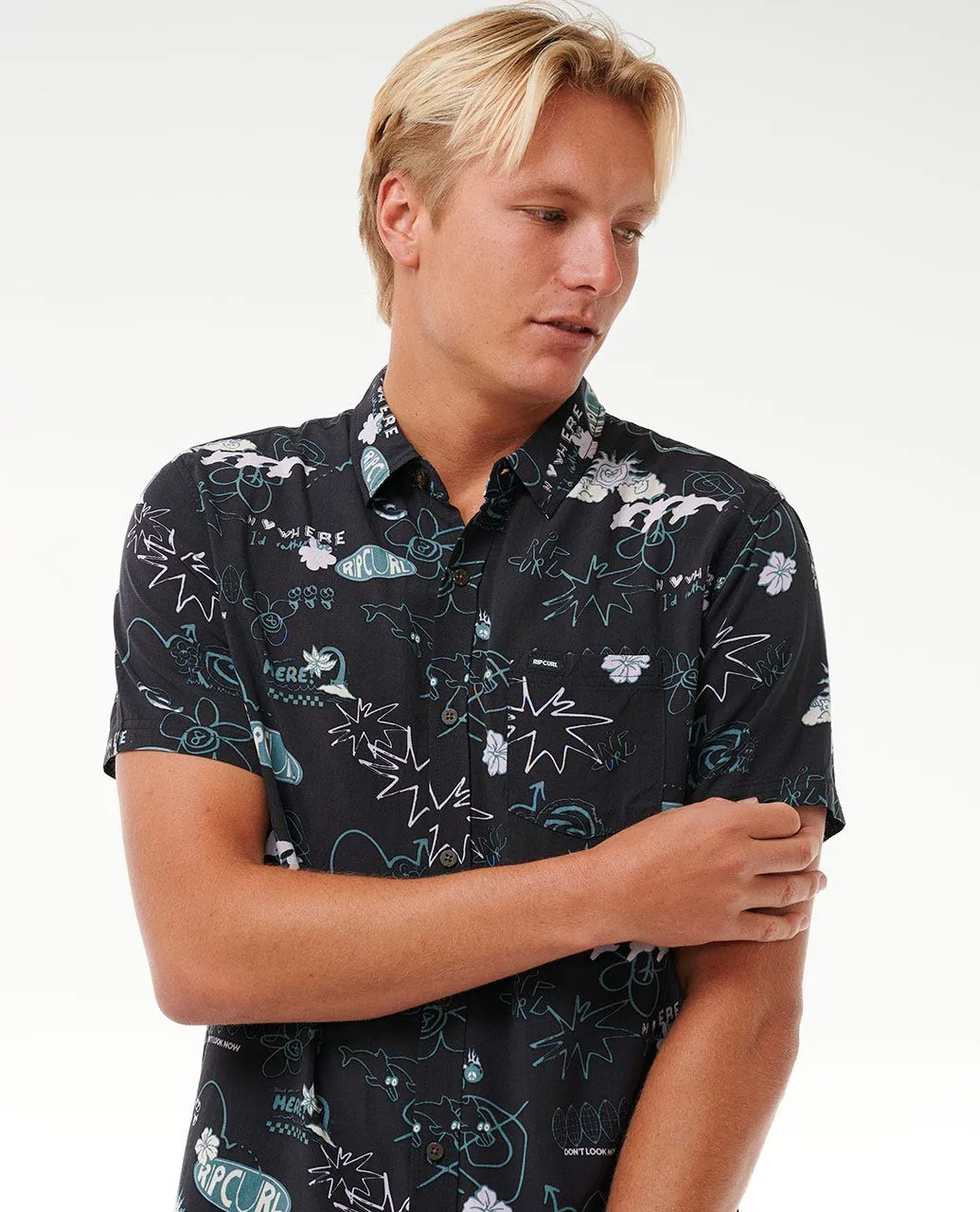 FUN TIMES S/S SHIRT - WASHED BLACK