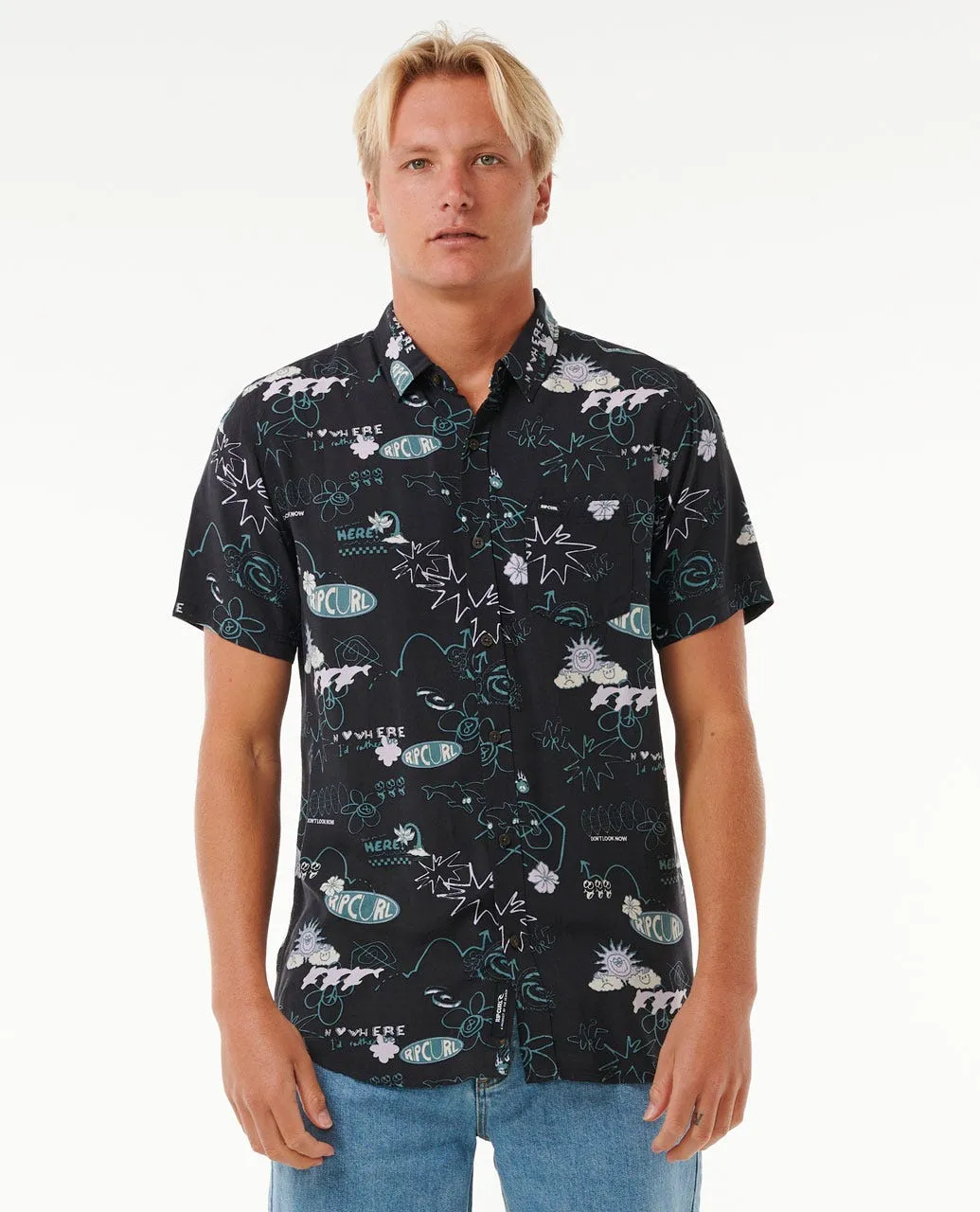FUN TIMES S/S SHIRT - WASHED BLACK
