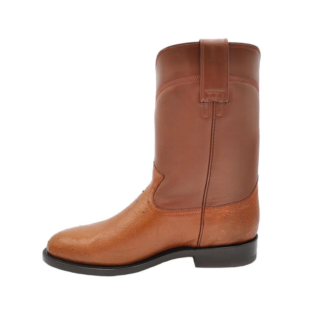 Galveston Smooth Ostrich Roper Boot - Cognac