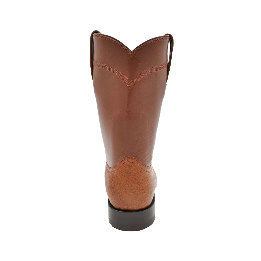 Galveston Smooth Ostrich Roper Boot - Cognac