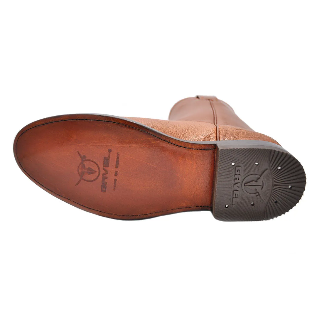 Galveston Smooth Ostrich Roper Boot - Cognac