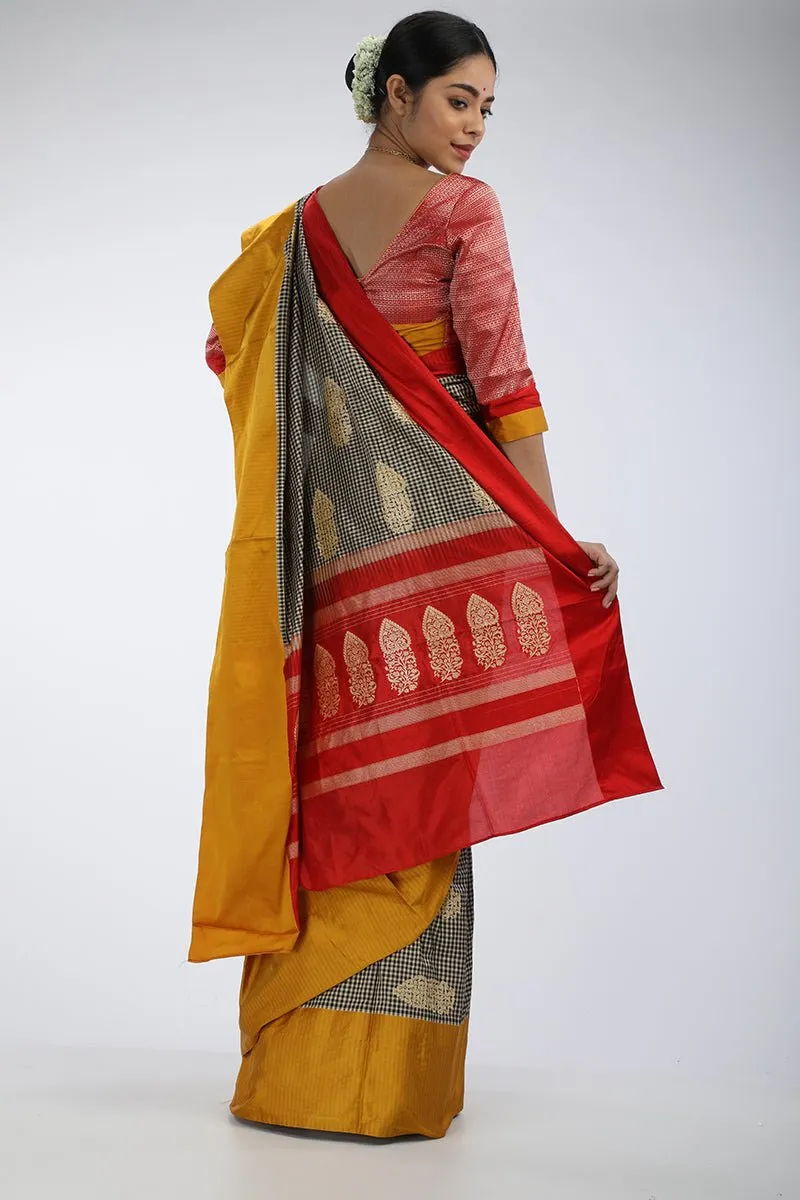 Gingham Benarasi Silk Saree