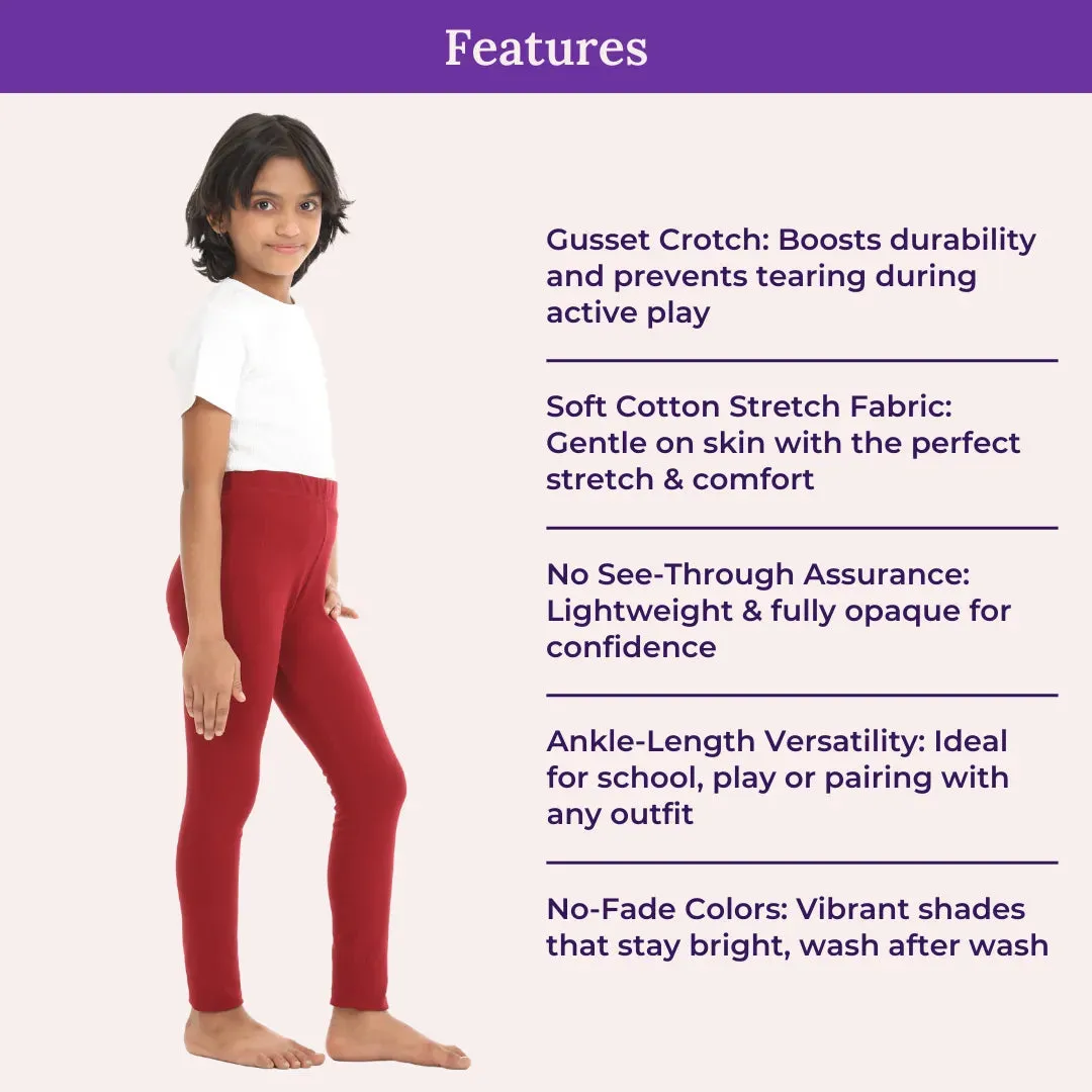 Girls' Leggings | High Waist | Ankle Length | Non-See-Through | Gusset Crotch Prevents Ripping | Cotton-Elastane Blend | Perfect For Every Occasion