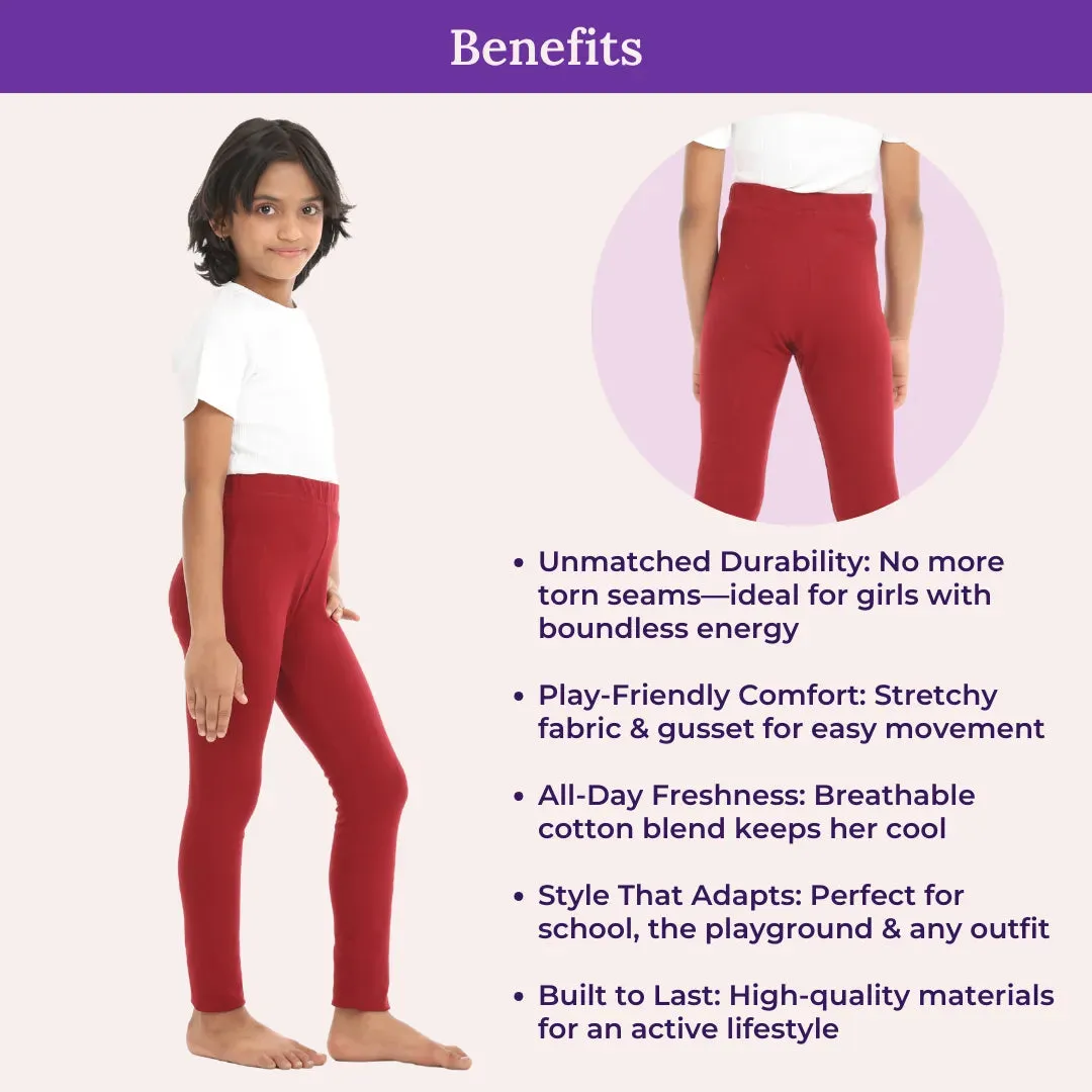 Girls' Leggings | High Waist | Ankle Length | Non-See-Through | Gusset Crotch Prevents Ripping | Cotton-Elastane Blend | Perfect For Every Occasion