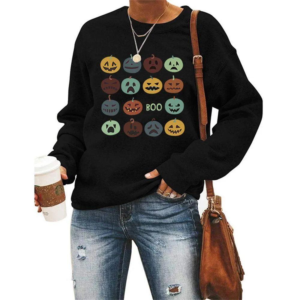 Graphic long Sleeve Shirts Smile Pumpkin
