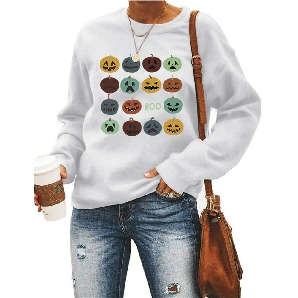 Graphic long Sleeve Shirts Smile Pumpkin