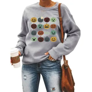 Graphic long Sleeve Shirts Smile Pumpkin