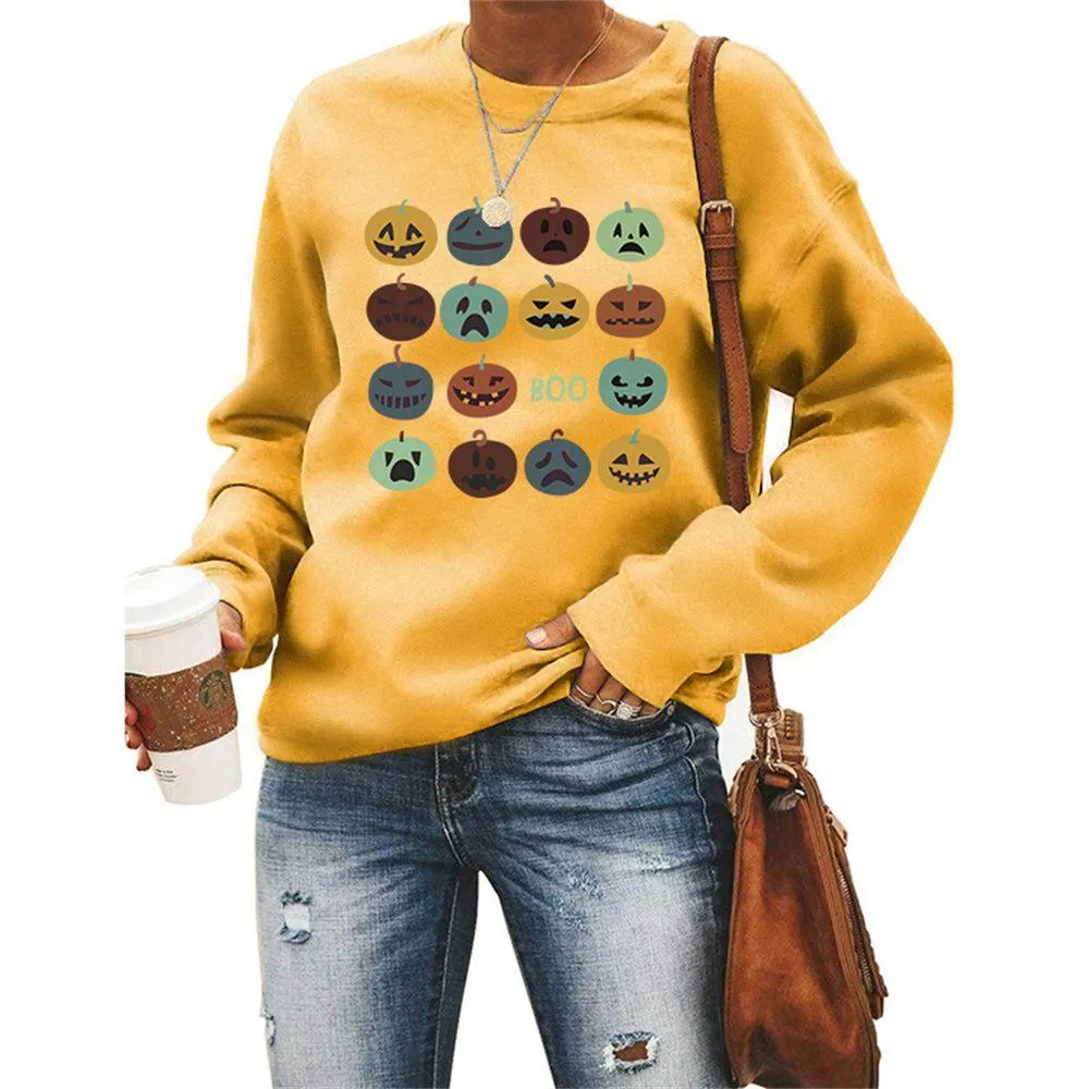 Graphic long Sleeve Shirts Smile Pumpkin