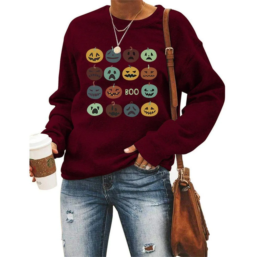 Graphic long Sleeve Shirts Smile Pumpkin