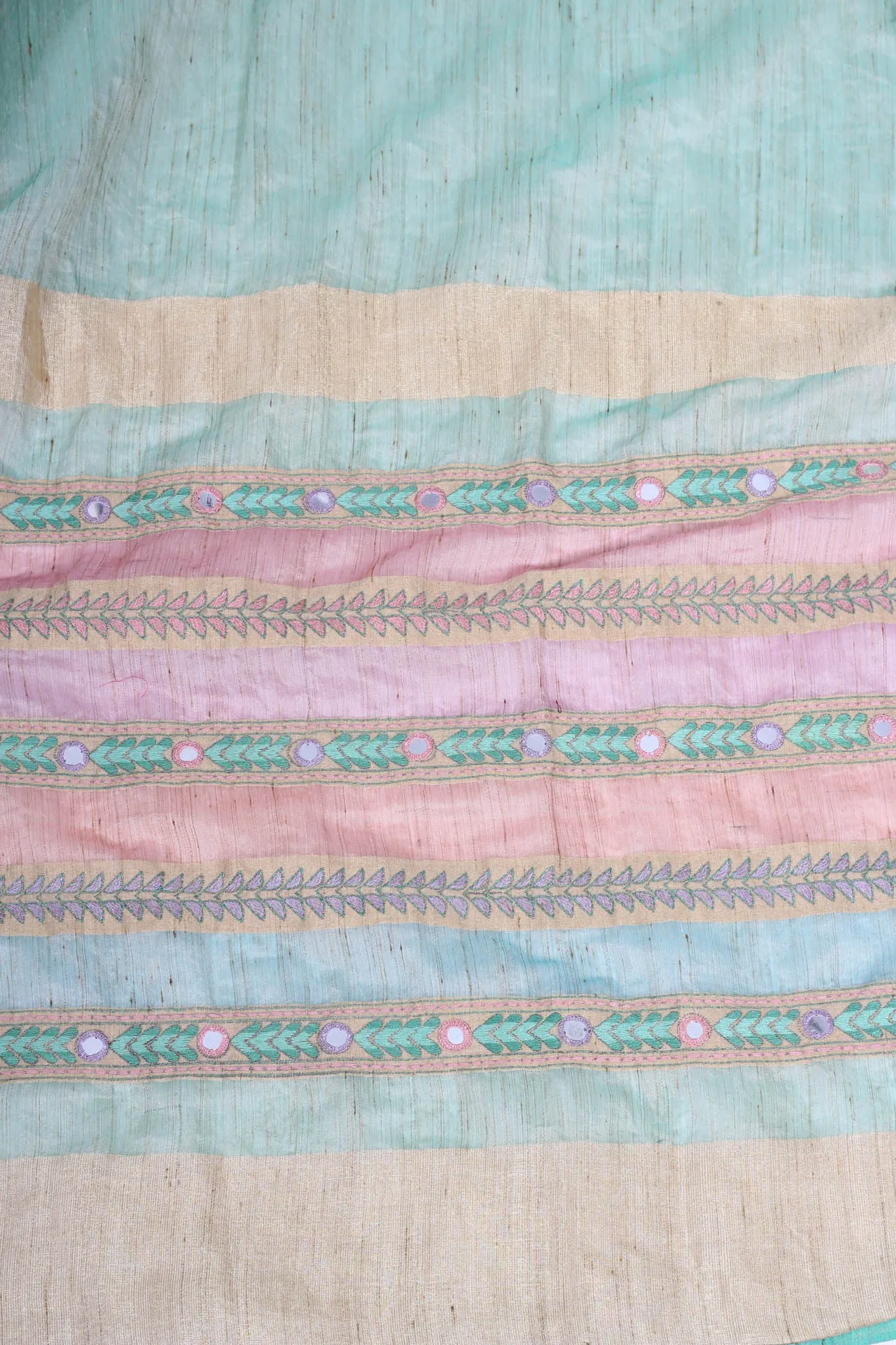 Green handwoven kantha saree