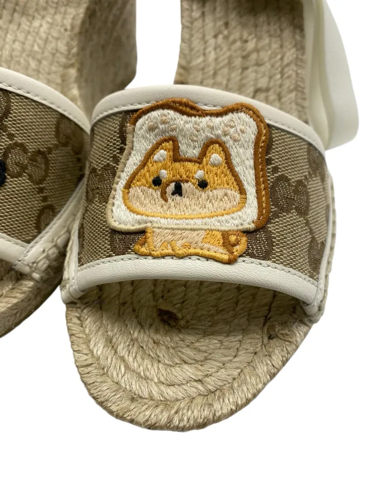 Gucci Tan Size 39 ~ US 9 Espadrille with Patch Women's Shoes