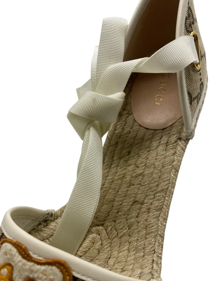 Gucci Tan Size 39 ~ US 9 Espadrille with Patch Women's Shoes