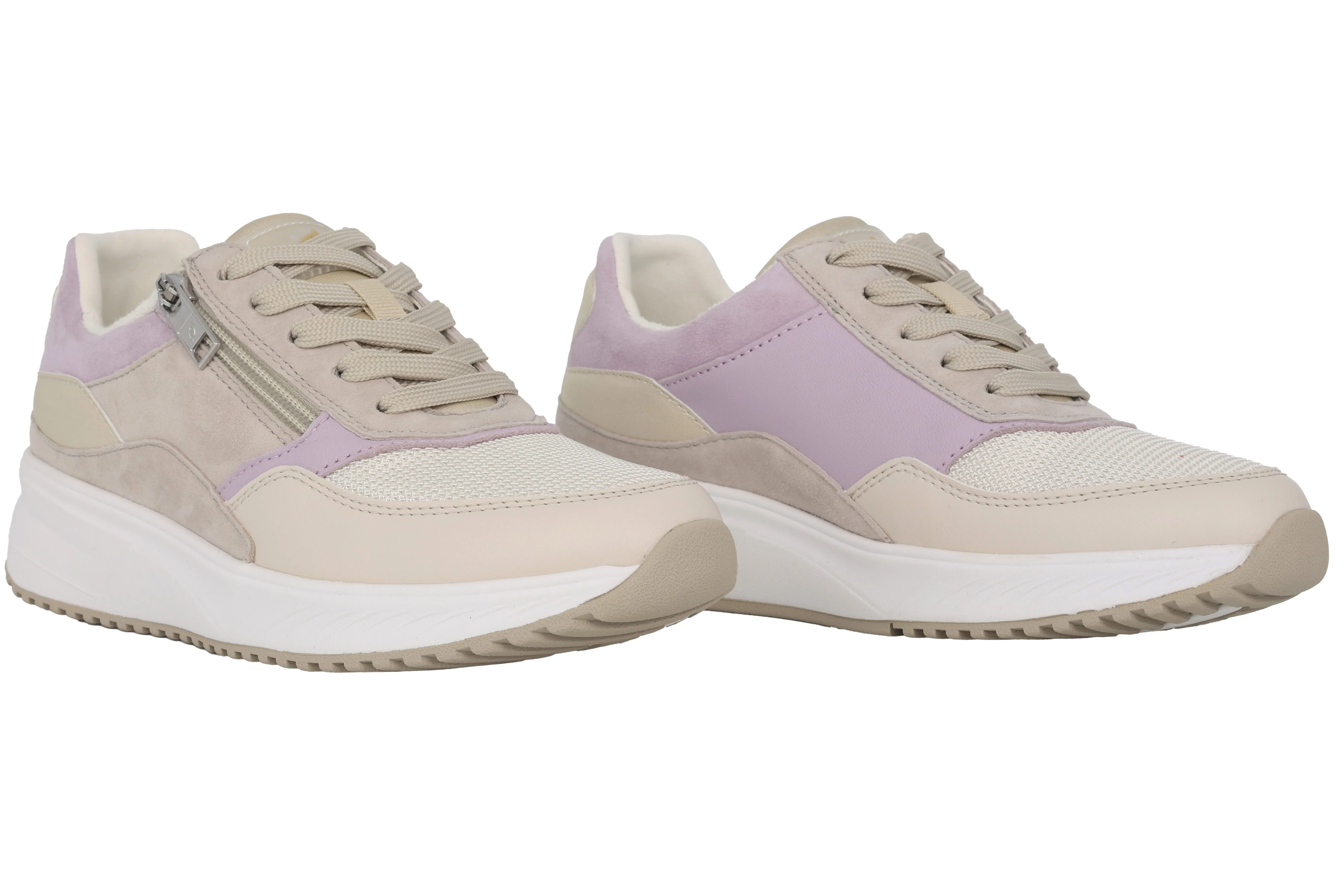 'H-Mara' women's wide fit (H) lace-zip sneaker - beige