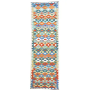 Hand-Woven Afghan Turkish Design Wool Kilim Handmade 100% Wool Rug (Size 2.6 X 9.5) Cwral-8079