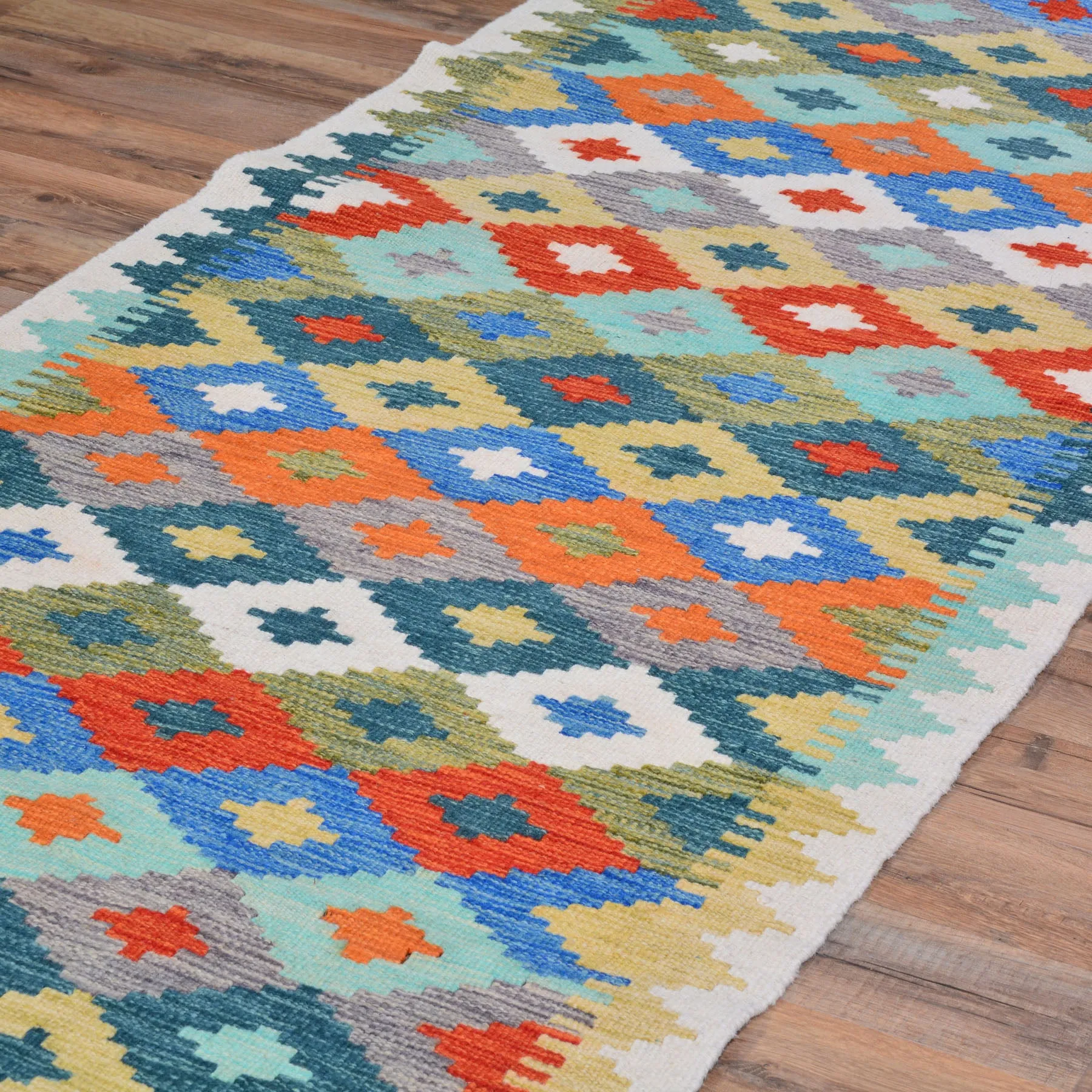 Hand-Woven Afghan Turkish Design Wool Kilim Handmade 100% Wool Rug (Size 2.6 X 9.5) Cwral-8079