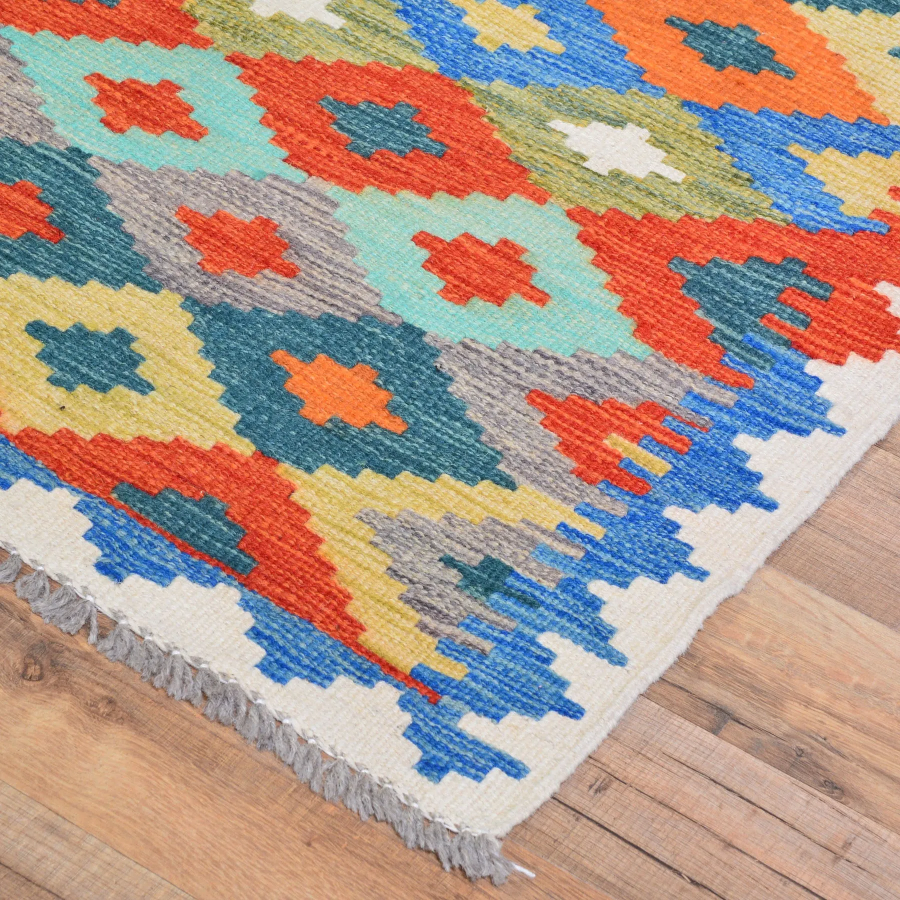 Hand-Woven Afghan Turkish Design Wool Kilim Handmade 100% Wool Rug (Size 2.6 X 9.5) Cwral-8079