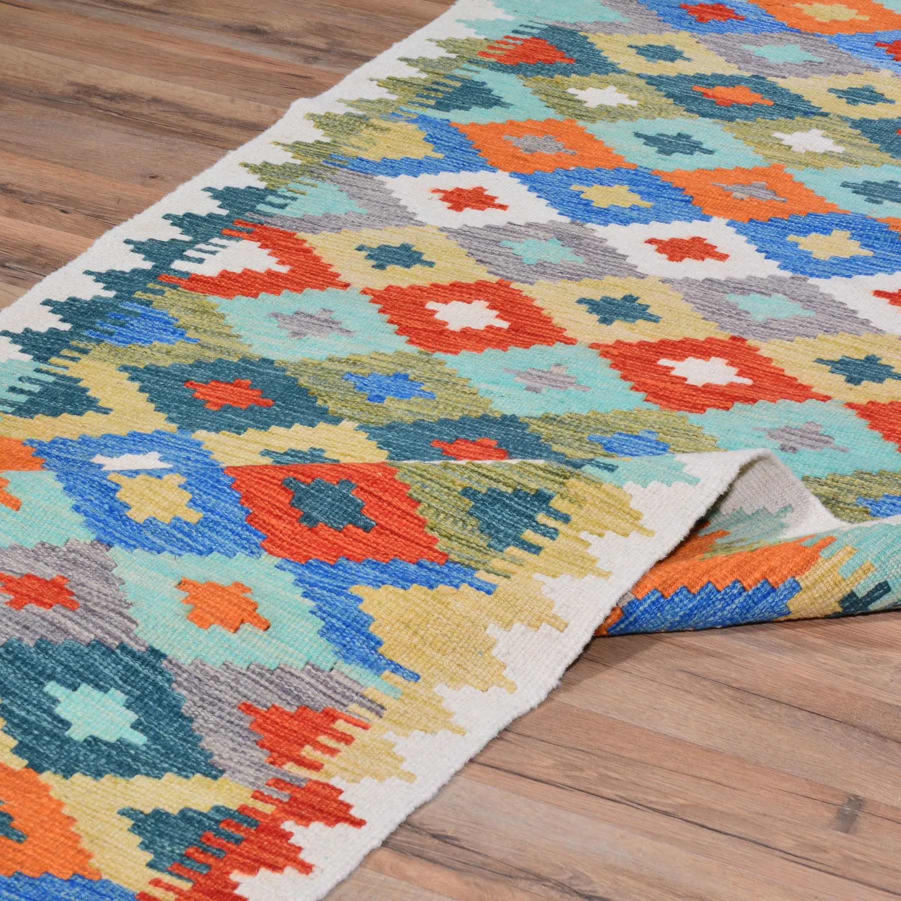 Hand-Woven Afghan Turkish Design Wool Kilim Handmade 100% Wool Rug (Size 2.6 X 9.5) Cwral-8079