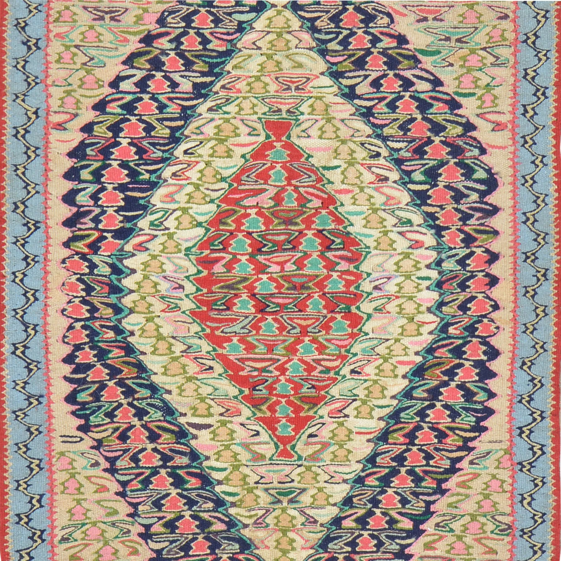 Hand-Woven Persian Sennah Kilim Geometric Design Wool Rug (Size 2.6 X 3.3) Cwral-8403
