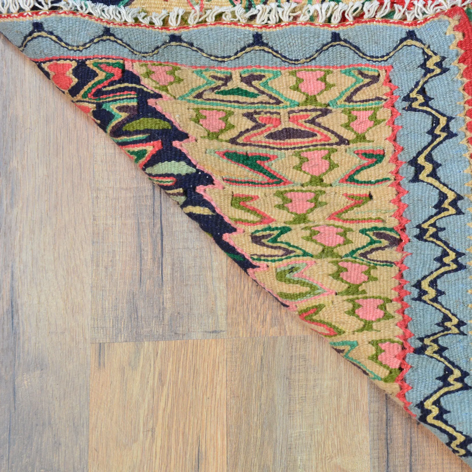 Hand-Woven Persian Sennah Kilim Geometric Design Wool Rug (Size 2.6 X 3.3) Cwral-8403
