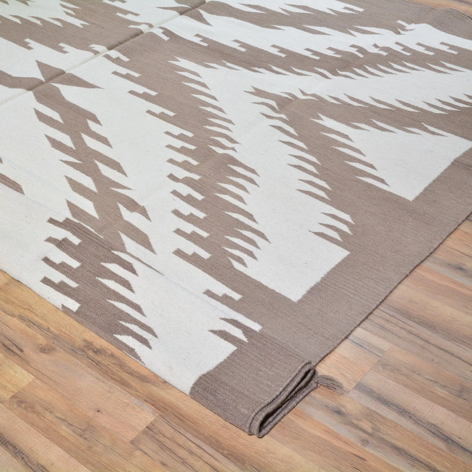 Hand-Woven Reversible Dhurrie Southwestern Design Wool Rug (Size 8.11 X 11.10) Brral-3501