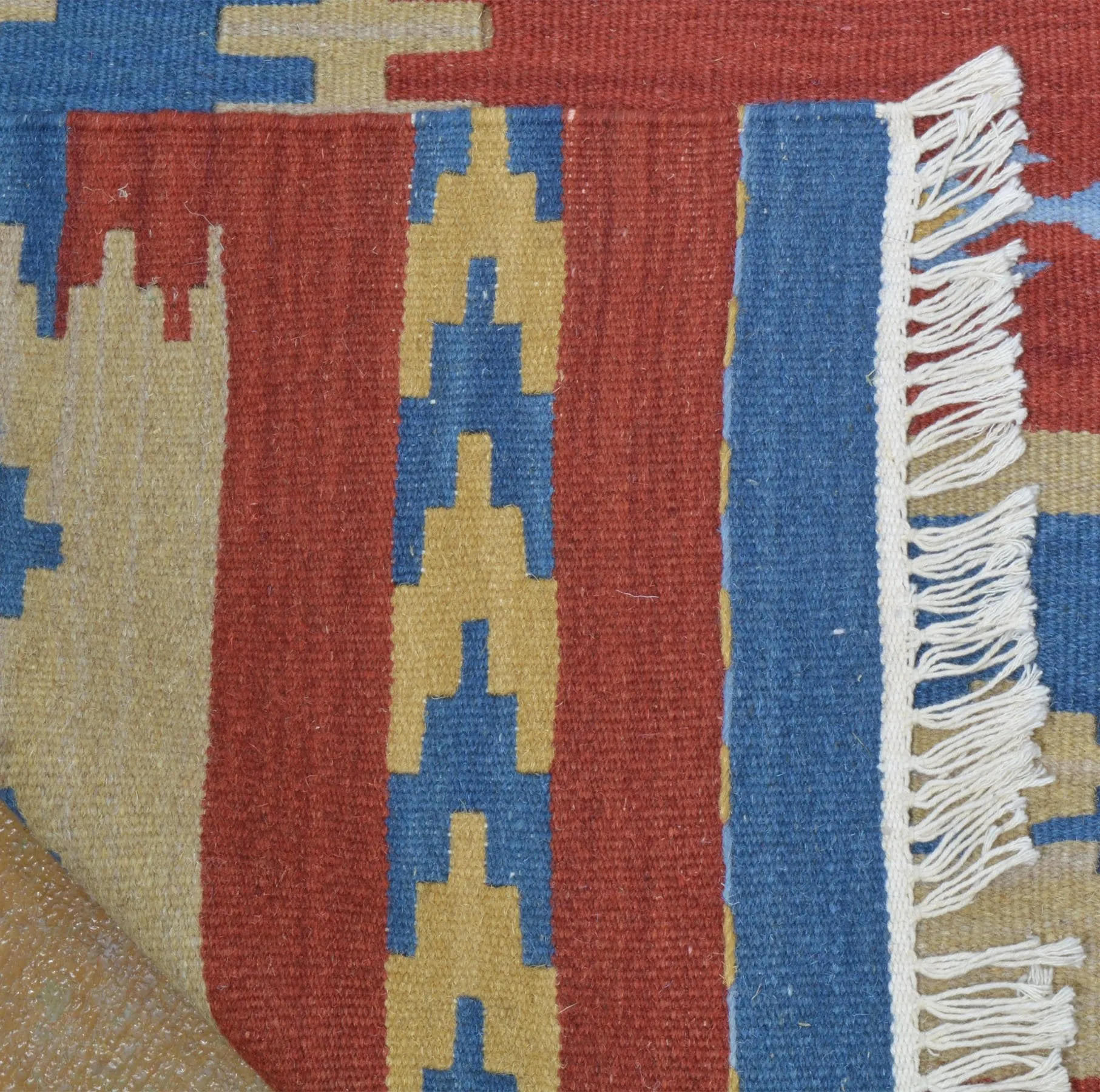 Hand-Woven Reversible Kilim Dhurrie Geometric Design Wool Rug (Size 8.2 X 10.0) Brral-2127
