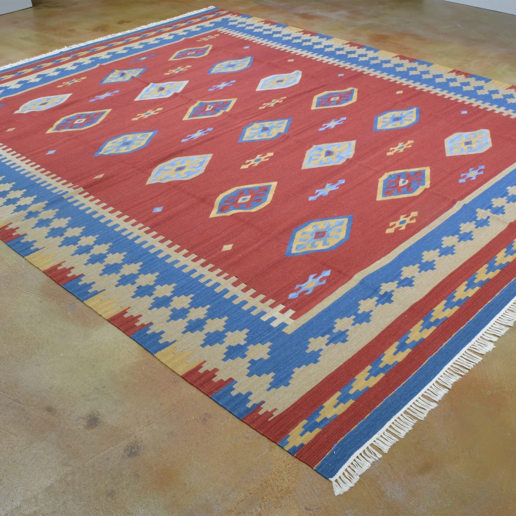 Hand-Woven Reversible Kilim Dhurrie Geometric Design Wool Rug (Size 8.2 X 10.0) Brral-2127