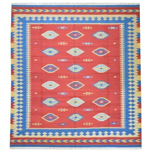Hand-Woven Reversible Kilim Dhurrie Geometric Design Wool Rug (Size 8.2 X 10.0) Brral-2127