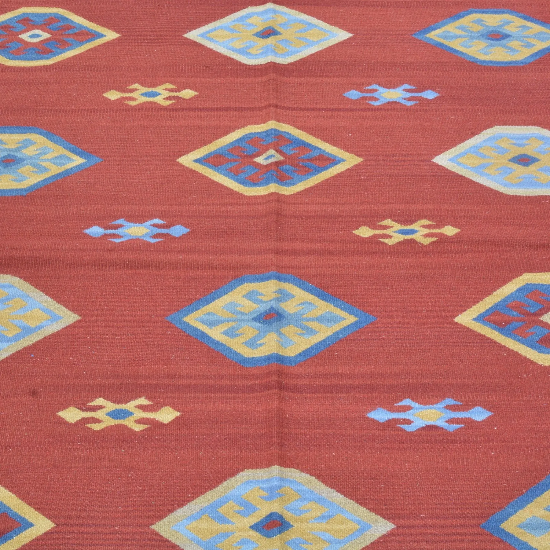 Hand-Woven Reversible Kilim Dhurrie Geometric Design Wool Rug (Size 8.2 X 10.0) Brral-2127