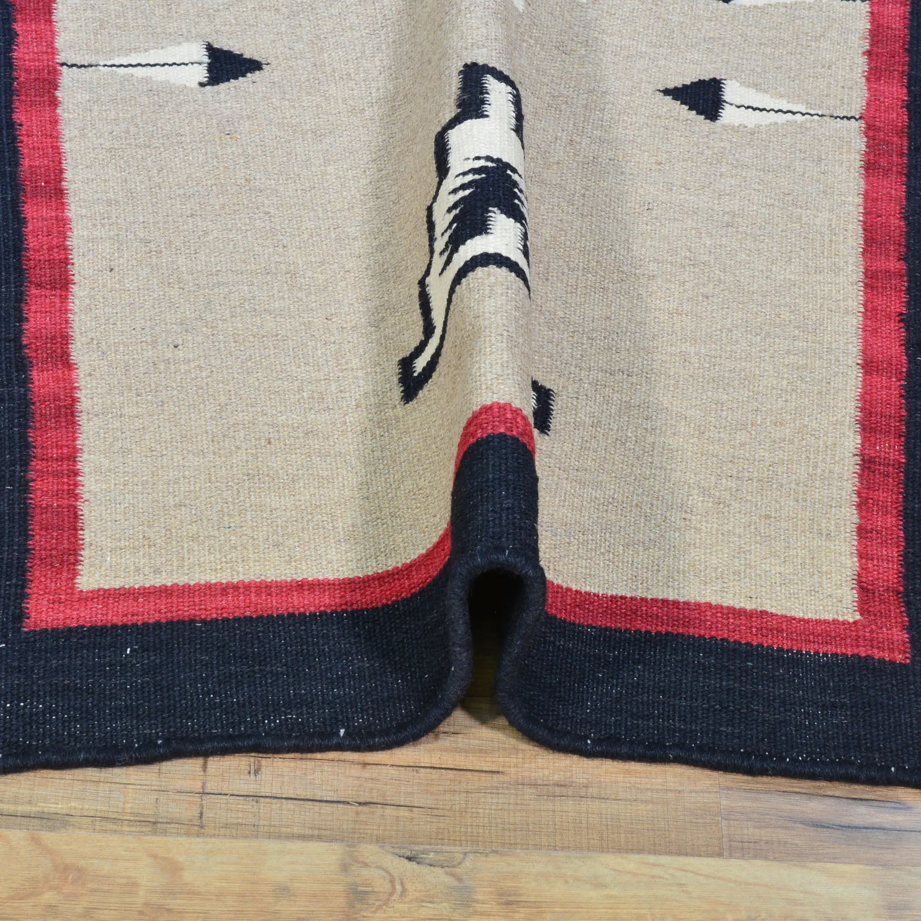 Hand-Woven Reversible Southwestern Design Handmade Wool Kilim (Size 2.7 X 9.11) Cwral-11154