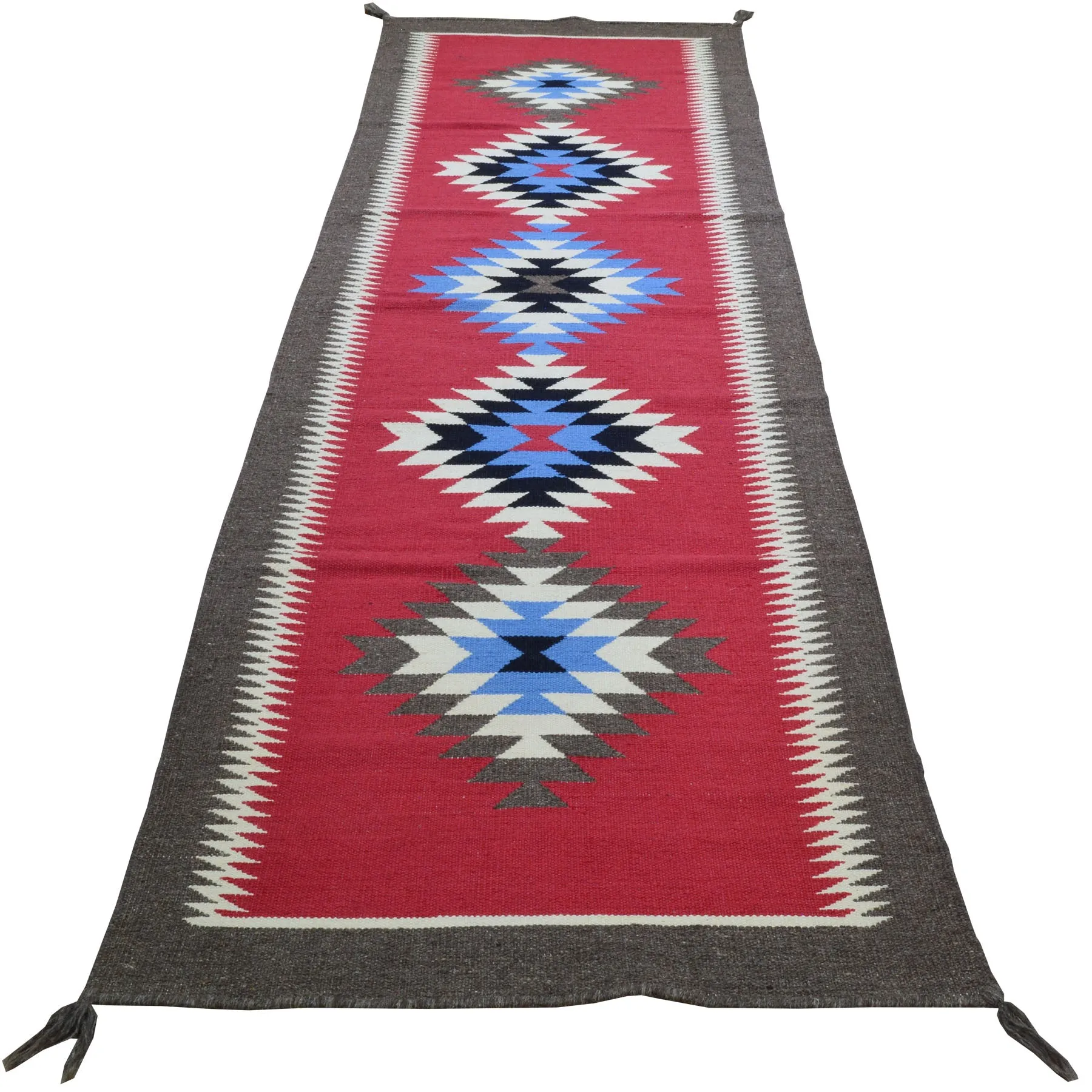 Hand-Woven Reversible Southwestern Design Handmade Wool Kilim (Size 2.7 X 9.9) Cwral-11163
