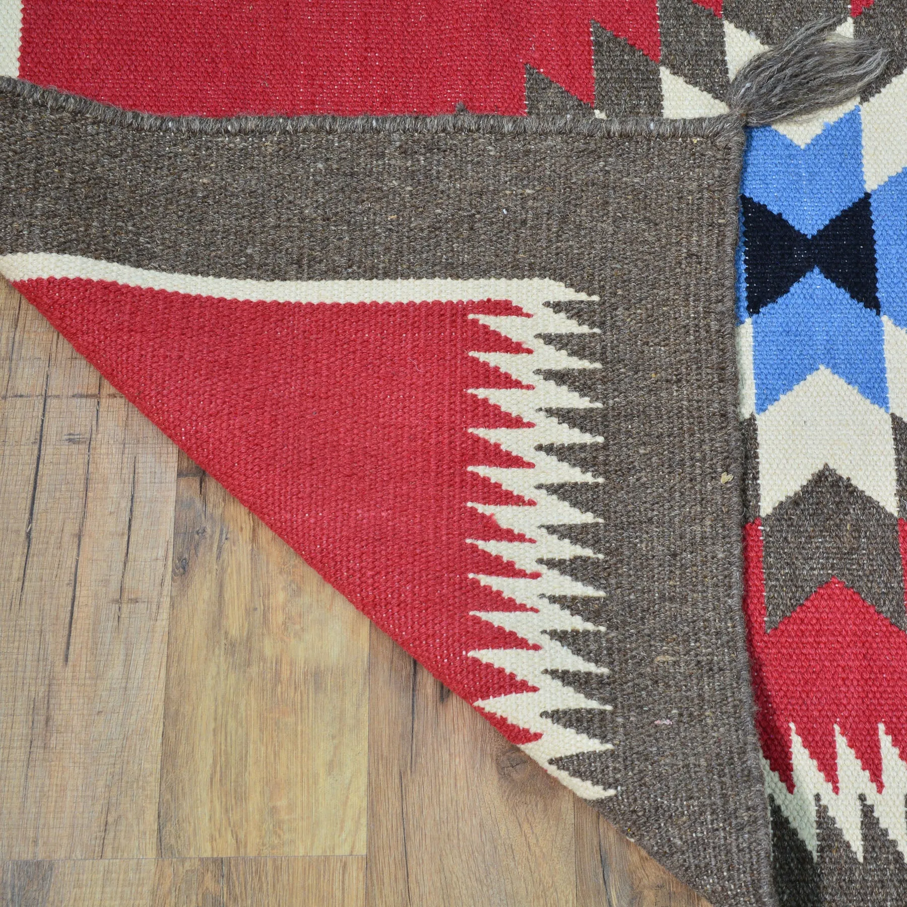 Hand-Woven Reversible Southwestern Design Handmade Wool Kilim (Size 2.7 X 9.9) Cwral-11163