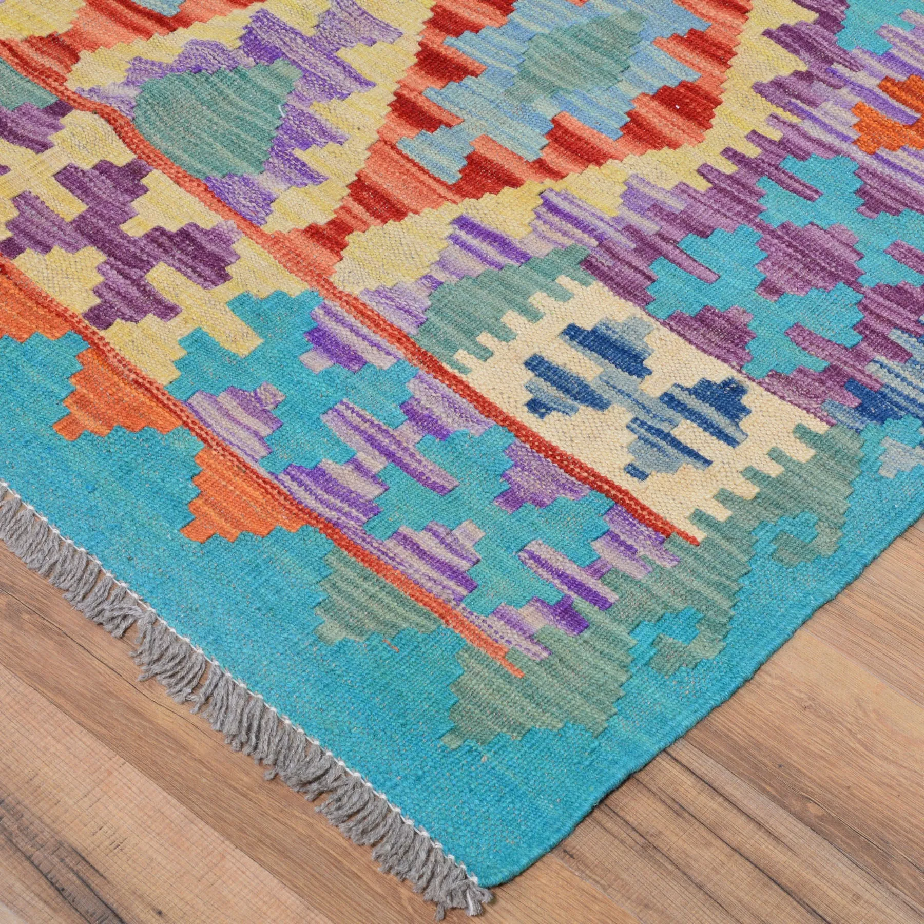 Hand-Woven Southwestern Afghan Kilim Handmade Wool Rug (Size 6.9 X 9.4) Cwral-9465