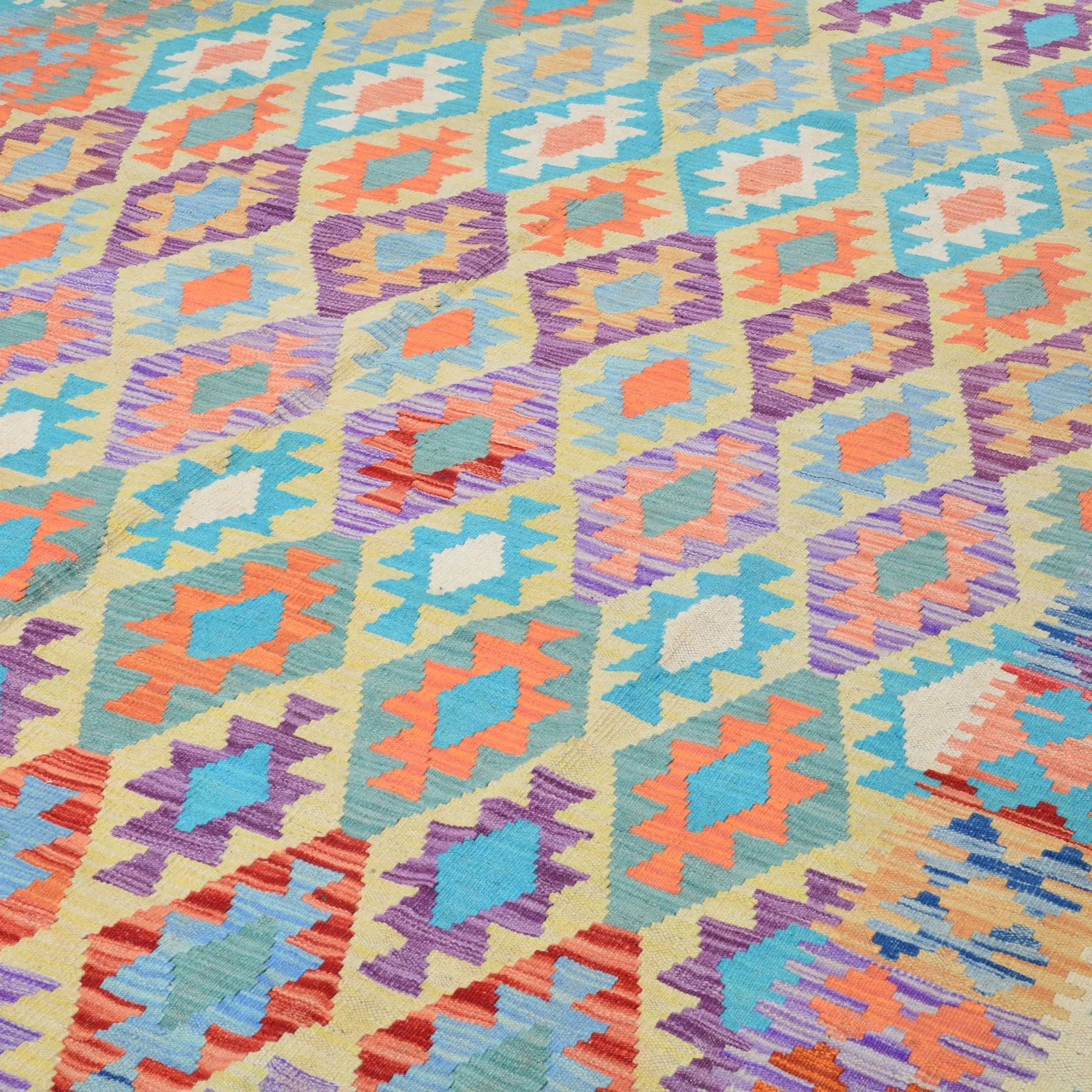 Hand-Woven Southwestern Afghan Kilim Handmade Wool Rug (Size 6.9 X 9.4) Cwral-9465